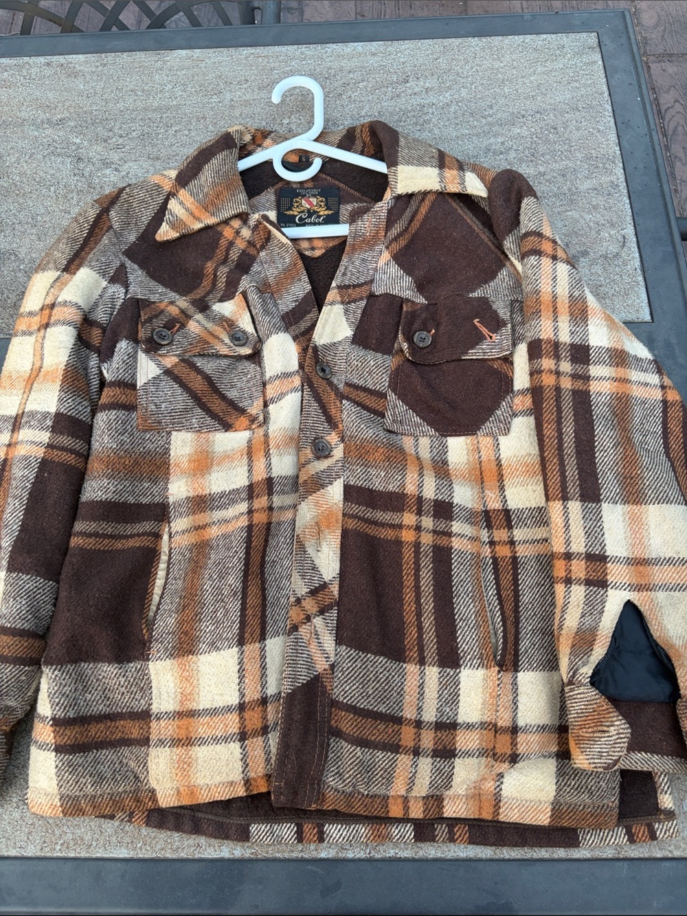 Men's Brown & Cream Plaid Wool Shacket